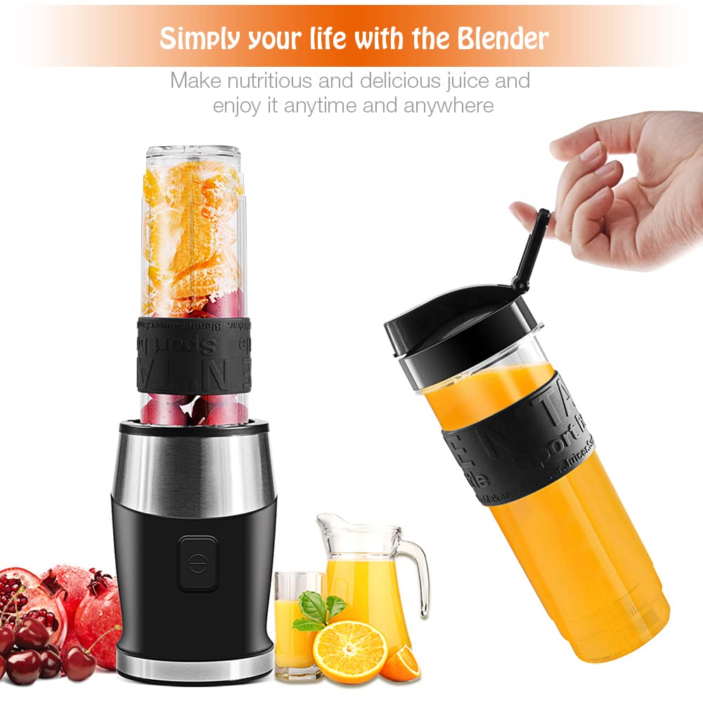 WAWORIO Mixer Smoothie Maker, 700 Watt Standmixer Smoothie Mixer, Multifunktion Smoothiemaker/Fleisch Zerkleinerer/Ice Crusher/Kaffeemühle mit 570ml Sport-Flasche BPA frei Tritan 3