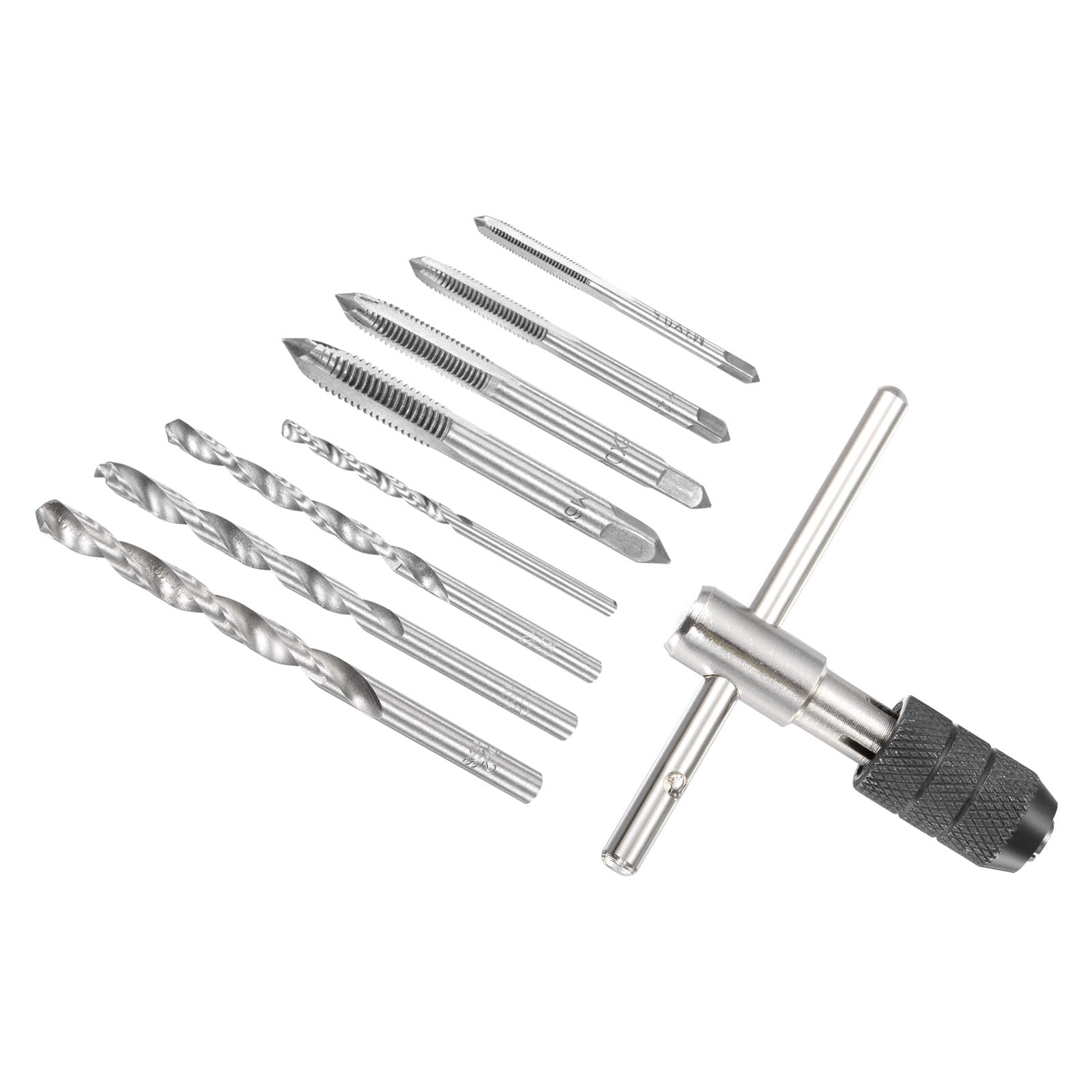 CoCud T-Handle Wrench & Tap & Drill Bit Set, M3 M4 M5 M6 Thread, Metric Screw Tap Adjustable Tap Holder Tapping Tool Kit - (Applications: for Thread Repair), 9-Pieces