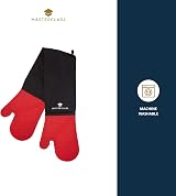MasterClass Oven Gloves Heat Resistant Silicone Cotton Double Sided Black Red view 3