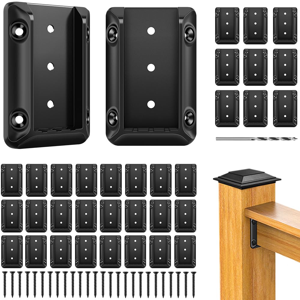 Photo 1 of Steel DN Mate 60 PCS Deck Railing Bracket Connectors for 2x4 (Actual 1.5”x3.5”) Wood Post to Handrail Connection, Stair Railing Connectors for Deck Railing Fence Railing