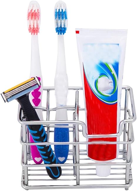 Amazon 歯ブラシ置き 304ダブルステンレス鋼歯ブラシホルダー浴室収納歯ブラシホルダーオーガナイザー バスルーム多機能収納ボックス 家族向け 歯ブラシスタンド ホーム キッチン オンライン通販