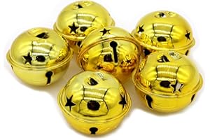 LXZ Decorative Round Bells - Metal Jingle Bells for Party, Home, Christmas, Diameter 1-31/32-in (5 cm) (Gold, 10)