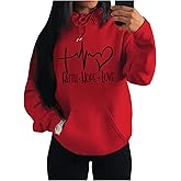 RoseSeek Women's Graphic Sweatshirts Long Sleeve Drawstring Hoodies Drop Shoulder Hooded Pullover Sweatshirt
