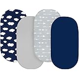 Baby Bassinet Sheets 4 Pack Compatible with SNOO Smart Sleeper Bassinet, Ultra Soft & Skin-Friendly, Washer & Dryer