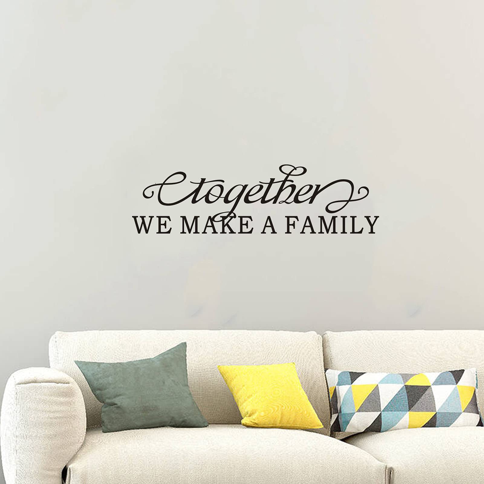 Wall Art Stickers, Family Wall Decor Living Room, (Easy to Apply), Vinyl Wall Decor Inspirational Love Quotes Couple Wedding Saying Word Living Room Bedroom Home, Together We Make A Family 35"X9.8"