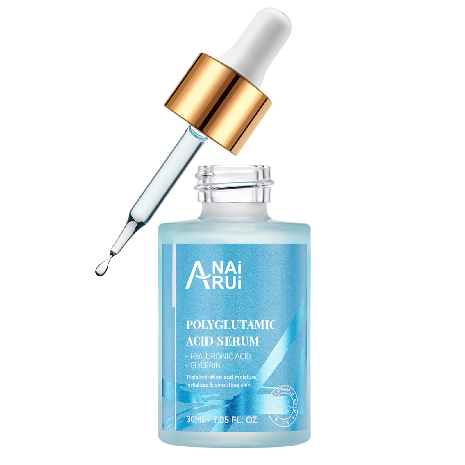 Photo 1 of ANAI RUI Polyglutamic Acid Moisturizing Serum with Hyaluronic Acid and Glycerin - Plump, Hydrate, Firm,Face Serum for Dry Skin, Reduce Fine Lines and Wrinkles - 1.05 fl oz