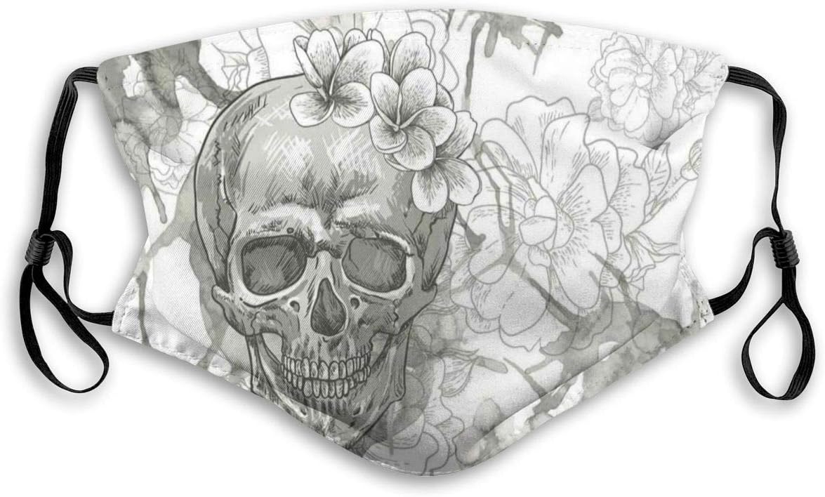 Mouth MASKS Adjustable Earloop Face Mask Painting Skull Flowers Dia De Los Muertos Festive Designed Print