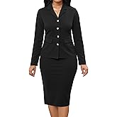 Women 2 Piece Business Suit Elegant Blazer Jacket and Skirt Sets Work Formal Office Clothes Suits