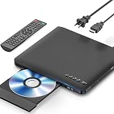 Ultra Slim DVD Player, Thin HDMI AV DVD Players for TV, 1.77 Inch Design | with Region Free &amp; Colourful HD Pixels, Supports USB Playback, NTSC/PAL DVD Player with HDMI Cables, Remote Control