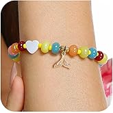 Boho Beaded Gemstone Bracelet for Women Colorful Beaded 14K Gold Charm Natural Stone Summer Beach Handmade Jewelry Gift