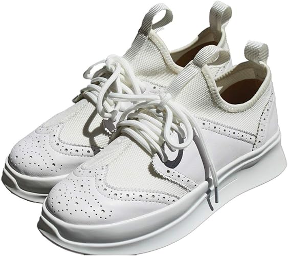 Amazon チャカ ウィングチップ レースアップスニーカー ドレスシューズ 本革 牛革 革靴 レザー 厚底 メダリオン 穴飾り フルブローグ パーフォレーション レディース 1249 Djb 24 0cm White ホワイト 白 Chaka チャカ クロッグ