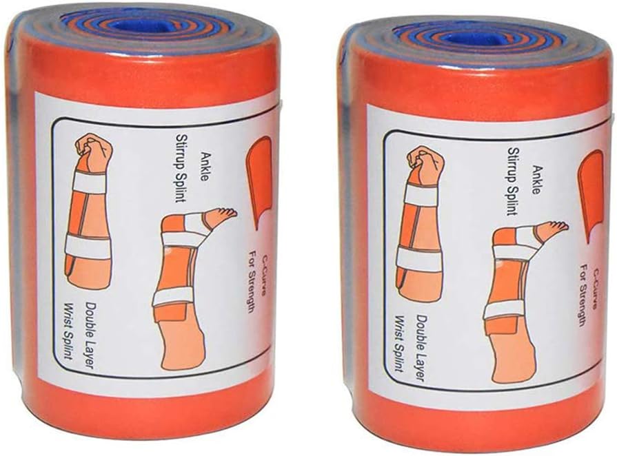 2 Pack Universal Aluminum Roll Splint Medical Polymer Fixture Bone First aid - 36 INCH, Orange