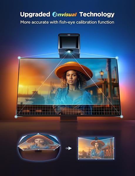 GOVEE TV BACKLIGHT 3 LITE WITH FISH-EYE CORRECTION FUNCTION SYNC TO 55-65 INCH TVS, 11.8FT RGBICW WI-FI LED STRIP LIGHTS WITH CAMERA, 4 COLORS IN 1 LAMP BEAD, VOICE AND APP CONTROL, ADAPTER