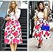 Yonala Women's Elegant Retro Floral Printed Casual Party Pleated Midi Skirt White One Size