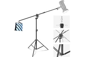 Neewer 2-in-1 Photography Light Stand, Aluminum Alloy 9.7ft Heavy Duty Tripod Stand with 3.8ft Boom Arm and Empty Sandbag for Video Light, Strobe, Reflector, Softbox for Studio Photo Video Shooting