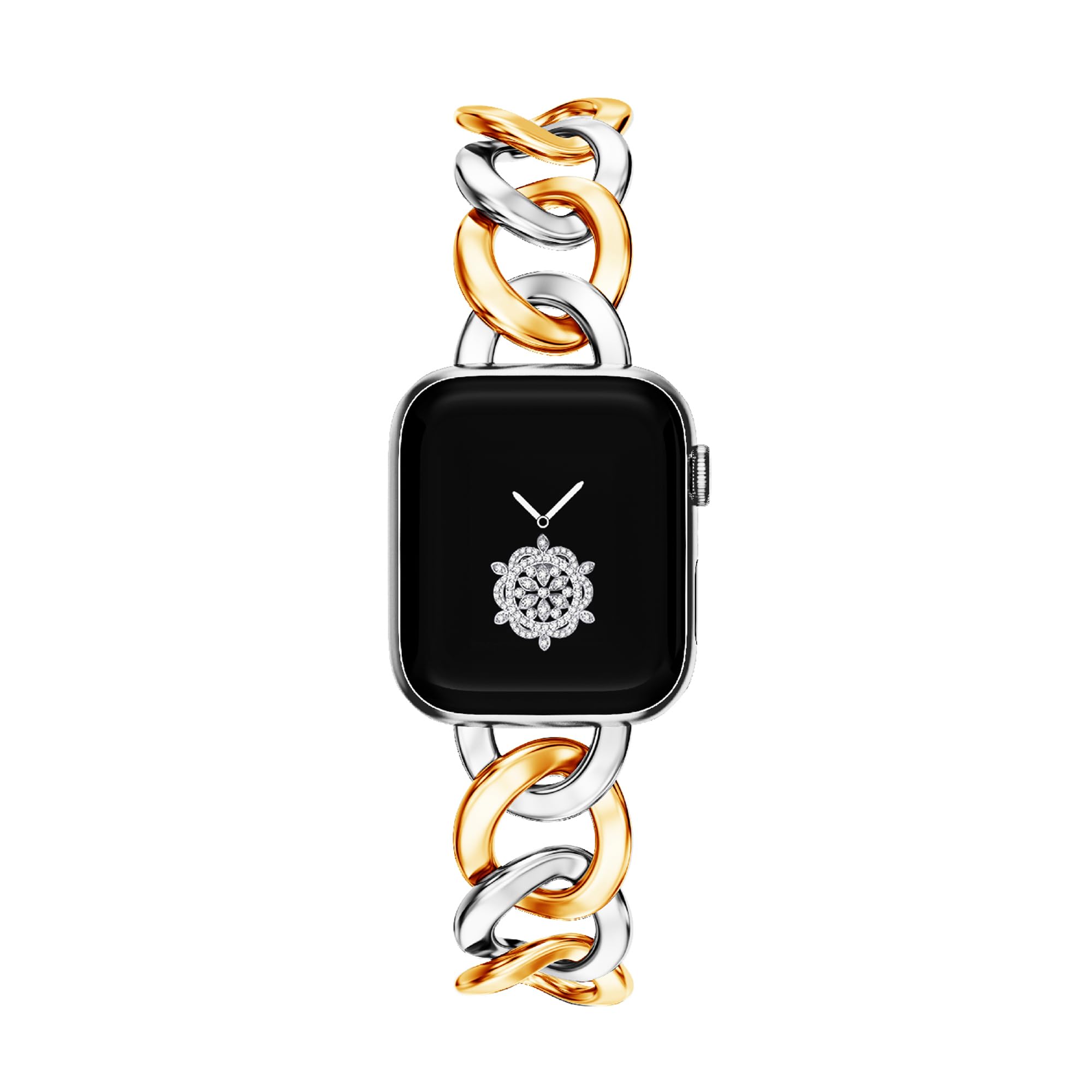 Photo 1 of Kolgios 42/44/45/46mm Gold & Silver Twotone Dressy Women Chain Metal Smartwatch Bands Compatible for Apple Watch Bands Series SE 3/11/10/9/8/7/6/5/SE Cool Men Watch Bracelet Straps for iwatch SE 3/11/10/9/8 Gift for Women / Men