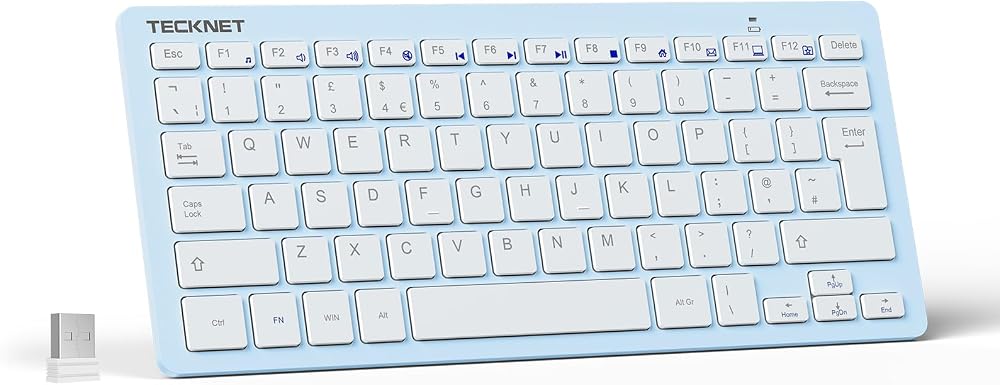 TECKNET 2.4G Wireless Keyboard UK Layout Compact Mini 12 Months Battery Life