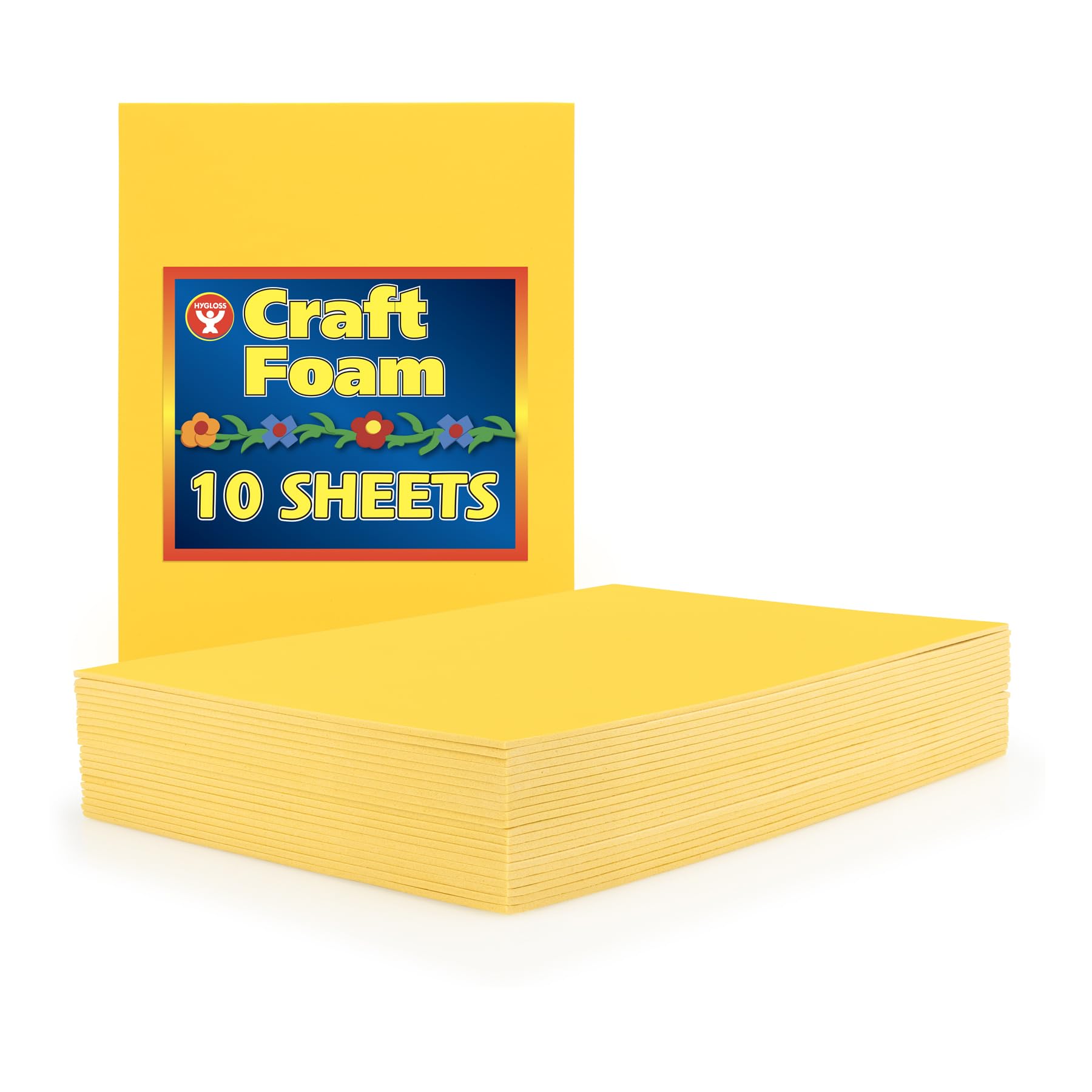 Photo 1 of Hygloss Sheets Colorful Foam for DIY Arts & Craft, 12” x 18”, Yellow, 10 Piece