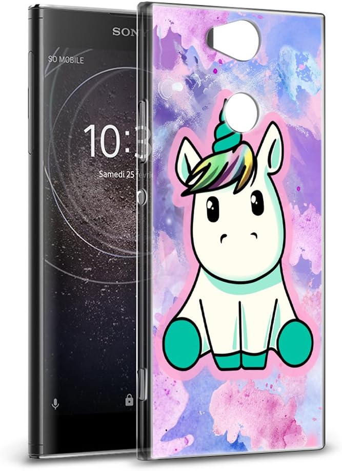 Sony Xperia XA2 Case, Eouine Phone Case Transparent Clear with Pattern [Ultra Slim] Shockproof Soft Gel TPU Silicone Back Cover Bumper Skin for Sony Xperia XA2 5.2" Smartphone (Pretty Unicorn)