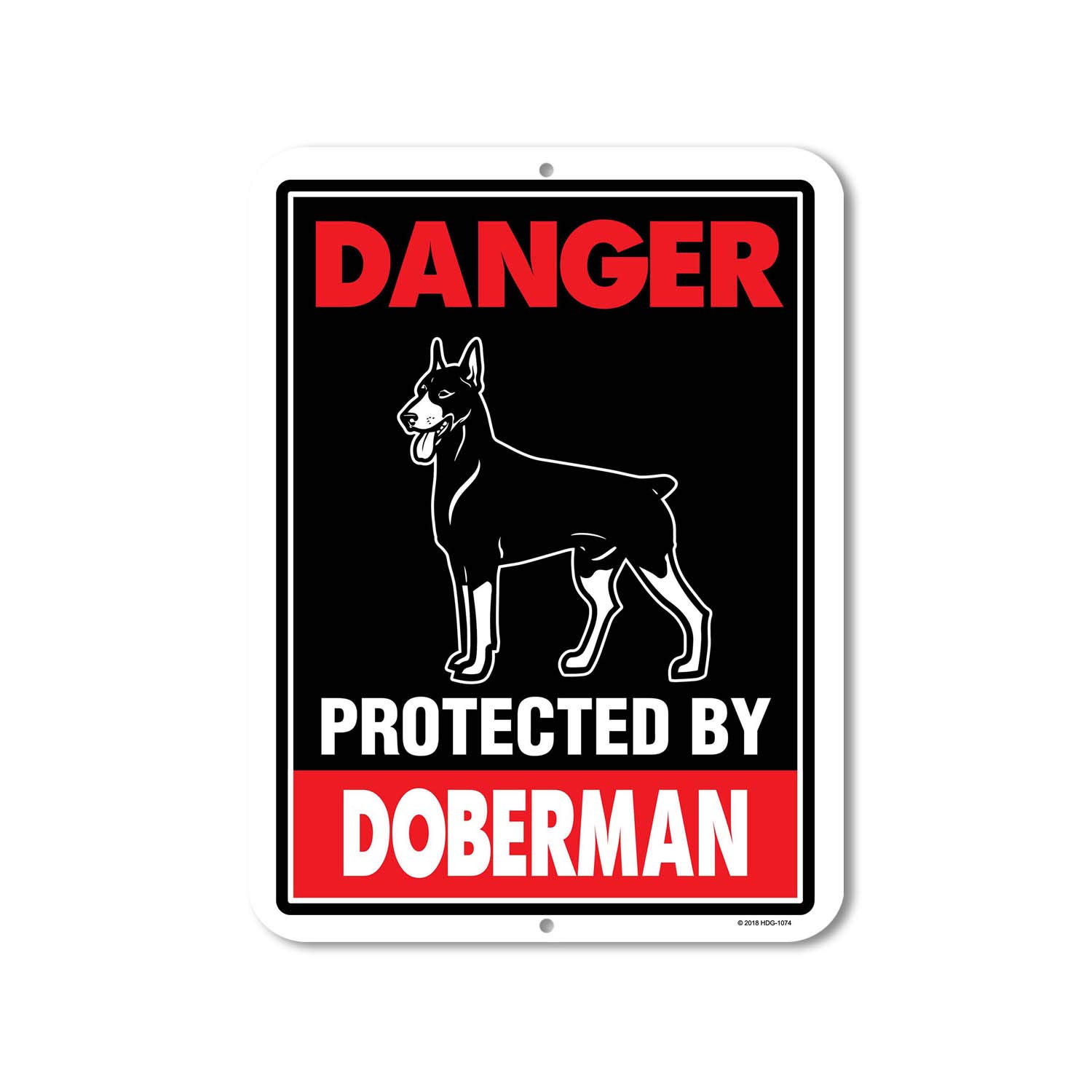 Honey Dew Gifts, Danger Protected Doberman, Beware of Dog Metal Aluminum Sign, 9 Inch by 12 Inch, HDG-1074
