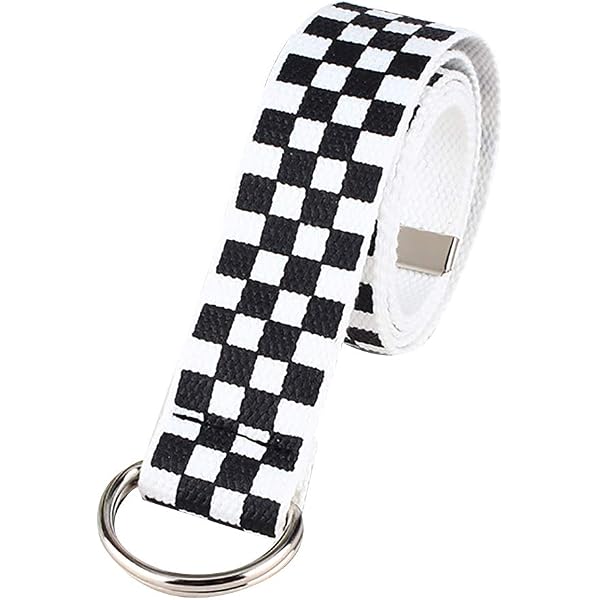 2722 Fashion Waist Cotton Double D Ring Designer Women Teen Checks Belt Trimming Shop Canvas Belt with Double D - Ring Buckle for  main image 3