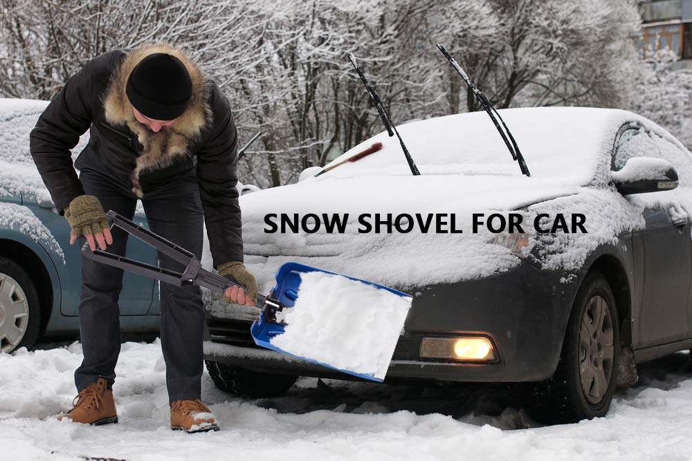 ELIVERN Folding Snow Shovel, Compact Snow Shovel with Comfortable D-Grip Handle and Durable Aluminum Edge Blade, 13\
