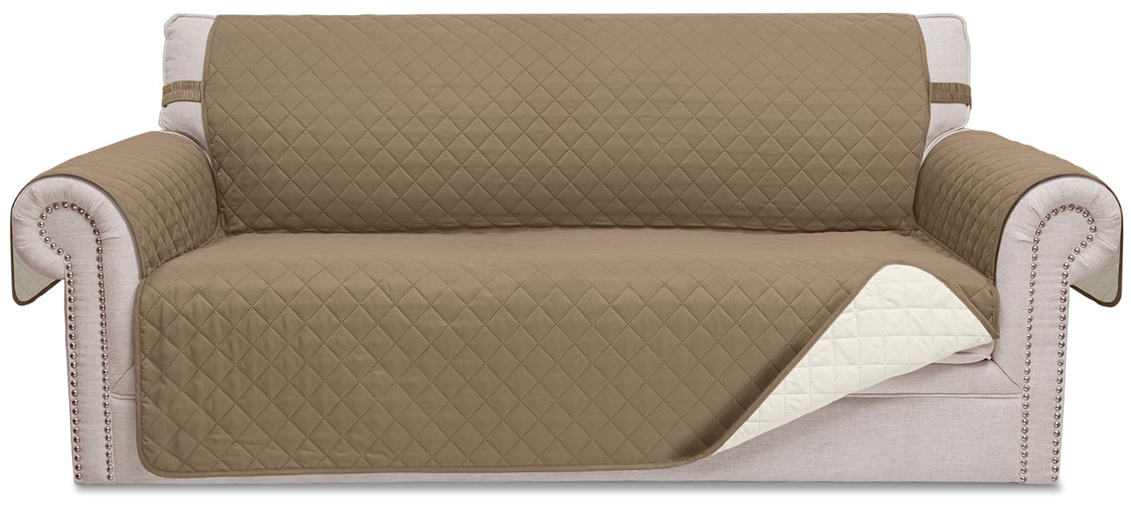Photo 1 of HOMERILLA Reversible Loveseat Covers for Dogs Couch Cover Water Resistant Washable Pets Furniture Protector Sofa Cover with Elastic Straps (Loveseat 54", Taupe/Ivory)