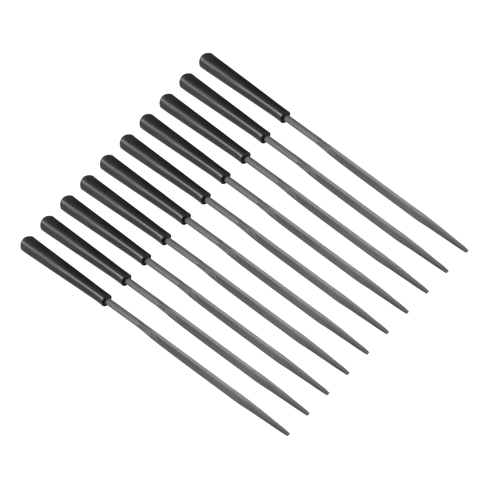 CoCud Triangular Needle File, 0.12" Shank Size 5.5" Total Length, Steel Rasps Files with Nonslip Handle - (Applications: for Workshops), 10-Pieces