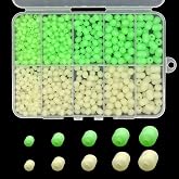 650pcs Luminous Soft Plastic Cylindrical Fishing Beads Glow Green Bait Eggs | Buffer Beads, Rig Beads, DIY Rig, Assorted Fishing Beads