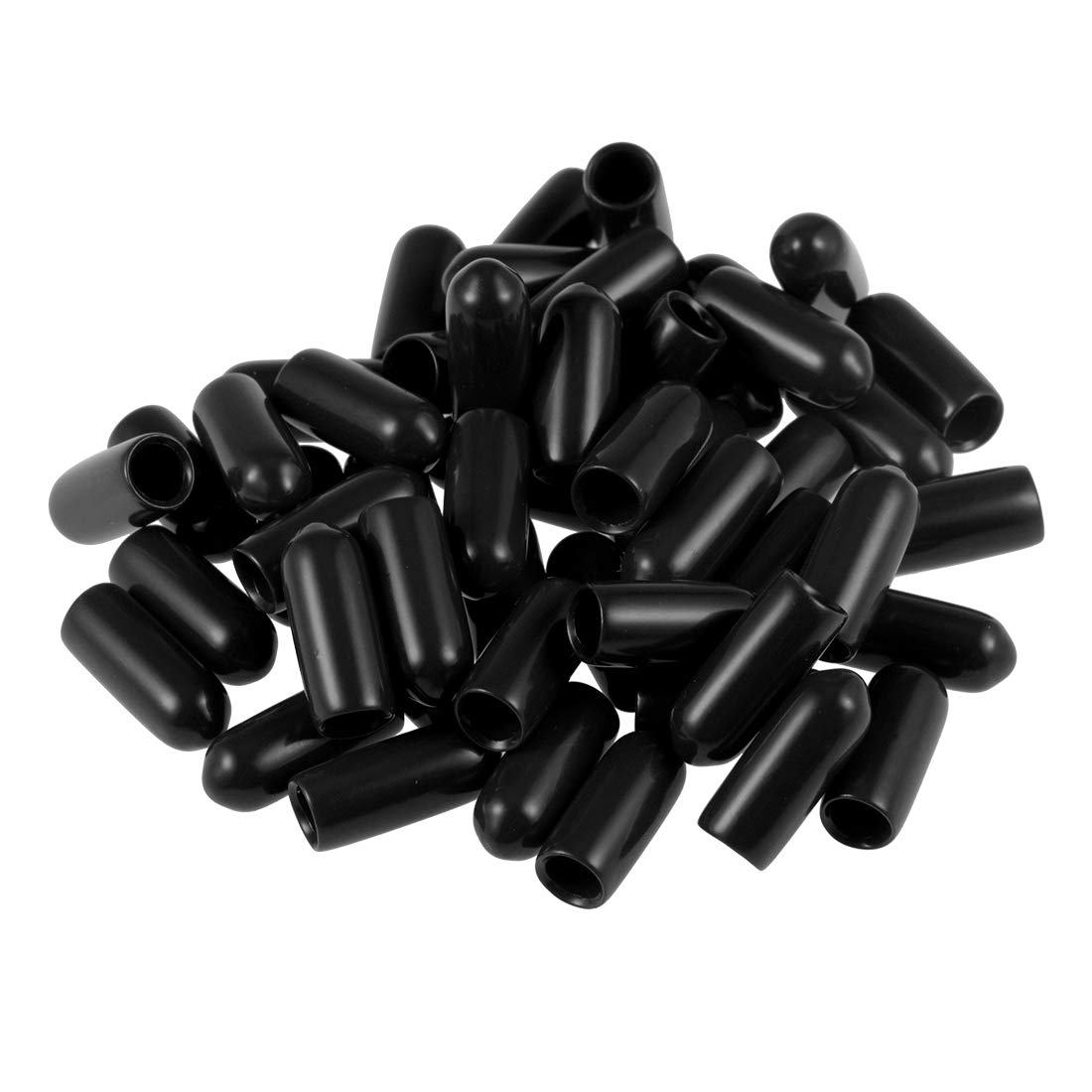 sourcing map 50pcs Rubber End Caps 4.5mm ID Vinyl Round Tube Bolt Cap Cover Screw Thread Protectors Black