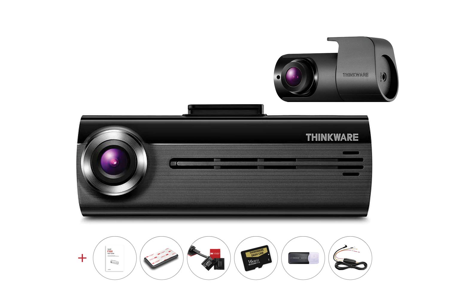 Thinkware FA200 2CH Dual Channel Dash Cam | Hard-Wiring Kit & 16GB Micro SD Card Included