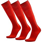 Three street Baseball Socks, Unisex Knee High Solid Sport Tube Compression Softball Football Soccer Team Socks 2-10 Pairs