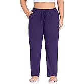 ZERDOCEAN Women's Plus Size Casual Yoga Pants Straight Leg Comfy Relaxed Joggers Lounge Pants Drawstring with Pockets