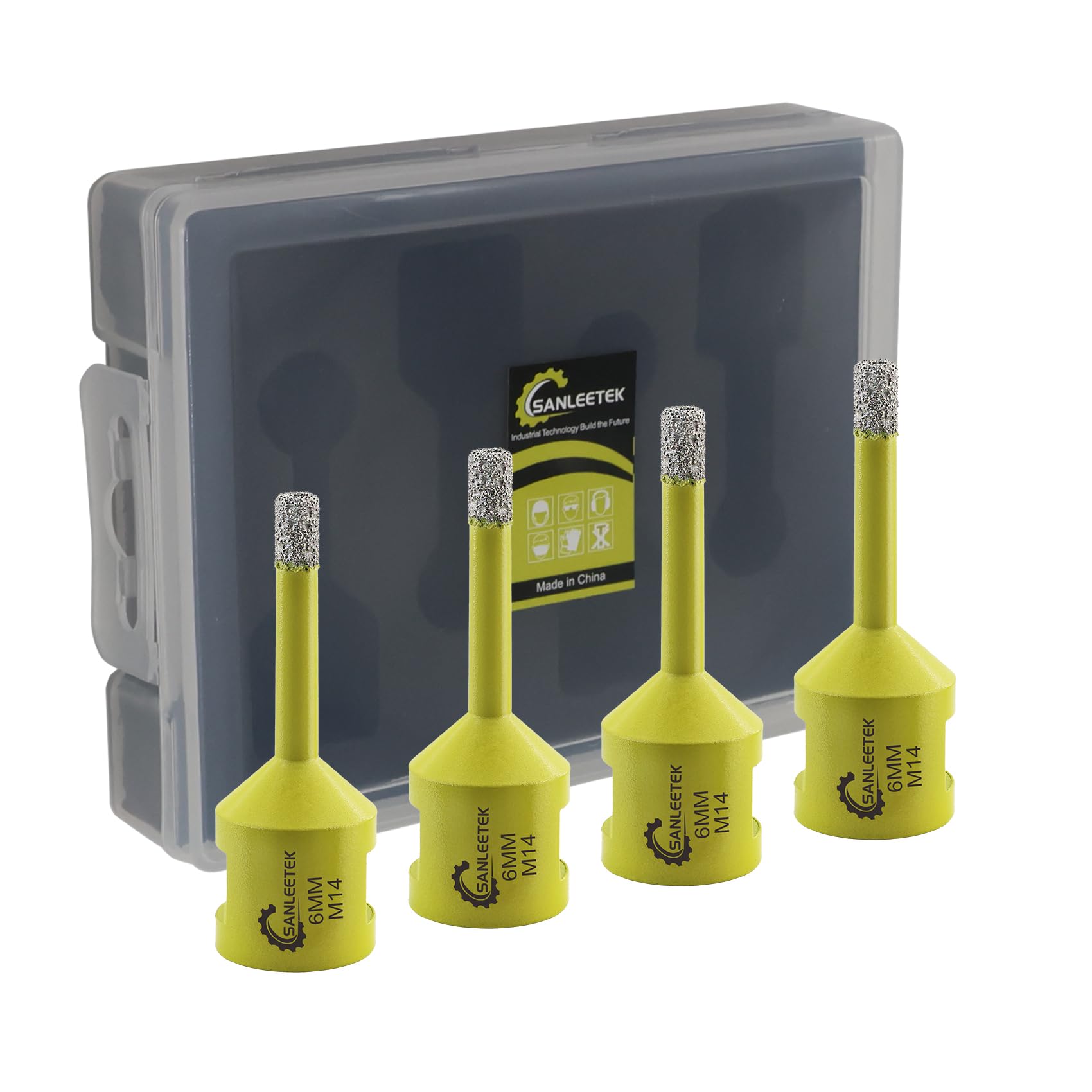 Diamond Core Drill Bits Set - 4pcs 6/6/6/6mm Diamond Hole Saw SANLEETEK for Porcelain Ceramic Tile Marble Granite Artificial Stone M14 Thread