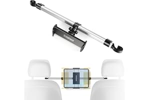 elitehood Aluminum iPad Holder for Car, Back Seat Anti-Shake Car Tablet Holder, Adjustable Headrest iPad Car Mount for iPad Mini, iPad, iPad Air, iPad Pro 12.9 11, Switch, and 4-13in Tablets Phones