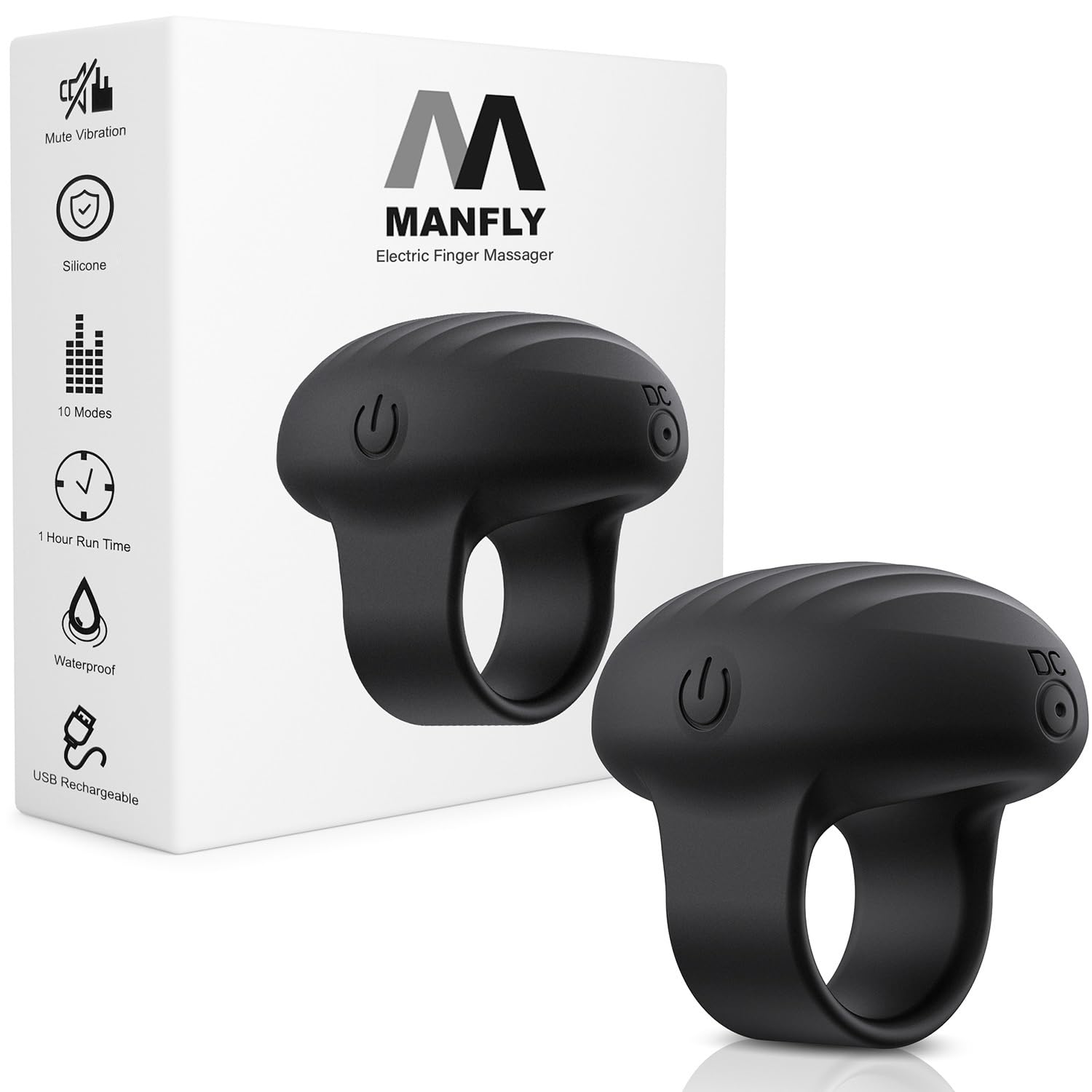 Photo 1 of MANFLY Mini Finger Massager, Waterproof Rechargeable Portable Powerful Massage Tool, Black