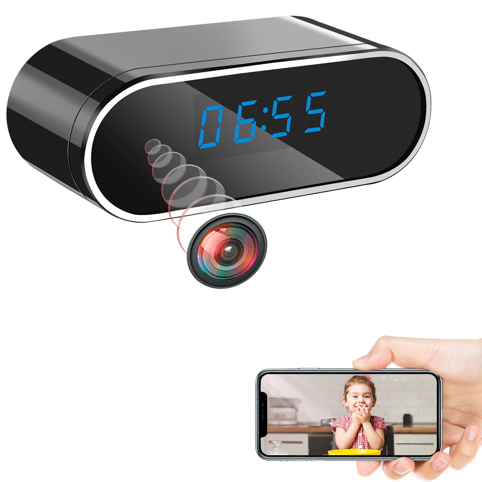 TANGMI Spy Camera, Clock WiFi Spy Cameras Hidden, 1080P HD Video Replay Surveillance Hidden Cameras with Automatic Night Vision & Motion Detection
