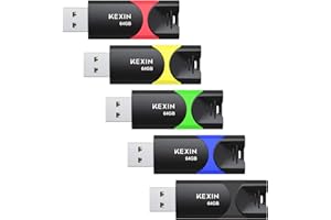 KEXIN Flash Drive 64GB Thumb Drive 5 Pack 64 GB USB Flash Drive USB 2.0 Memory Stick 64G Thumb Drives Jump Drive Data Storage (64GB, 5 Mixed Colors)