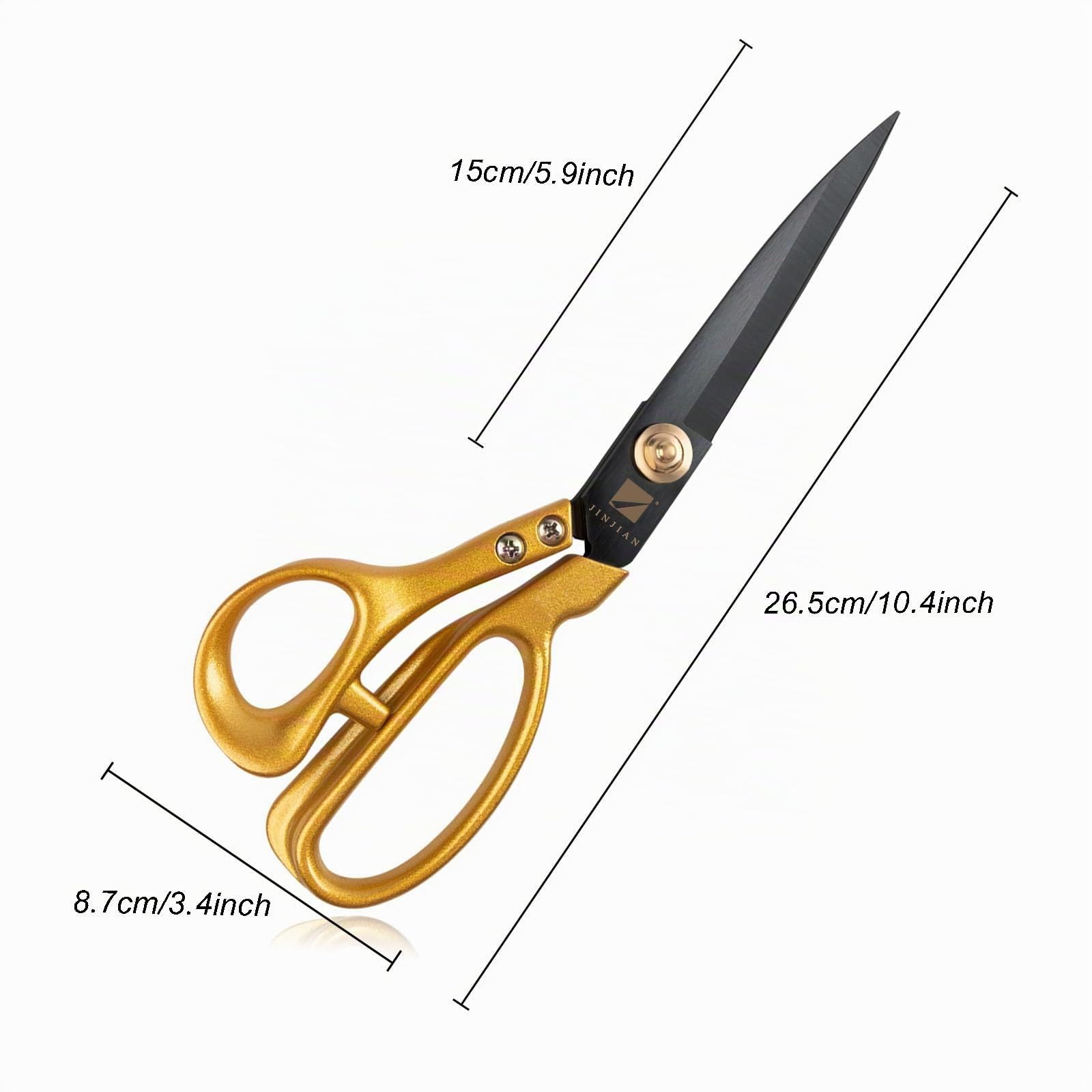 Stoffschere, 25,4 cm, scharfe Schneiderschere, strapazierfähig, für Stoffmaterial, Kleidung, Leder, Schneiden mit Nahttrenner (Gold, Schwarz) 3