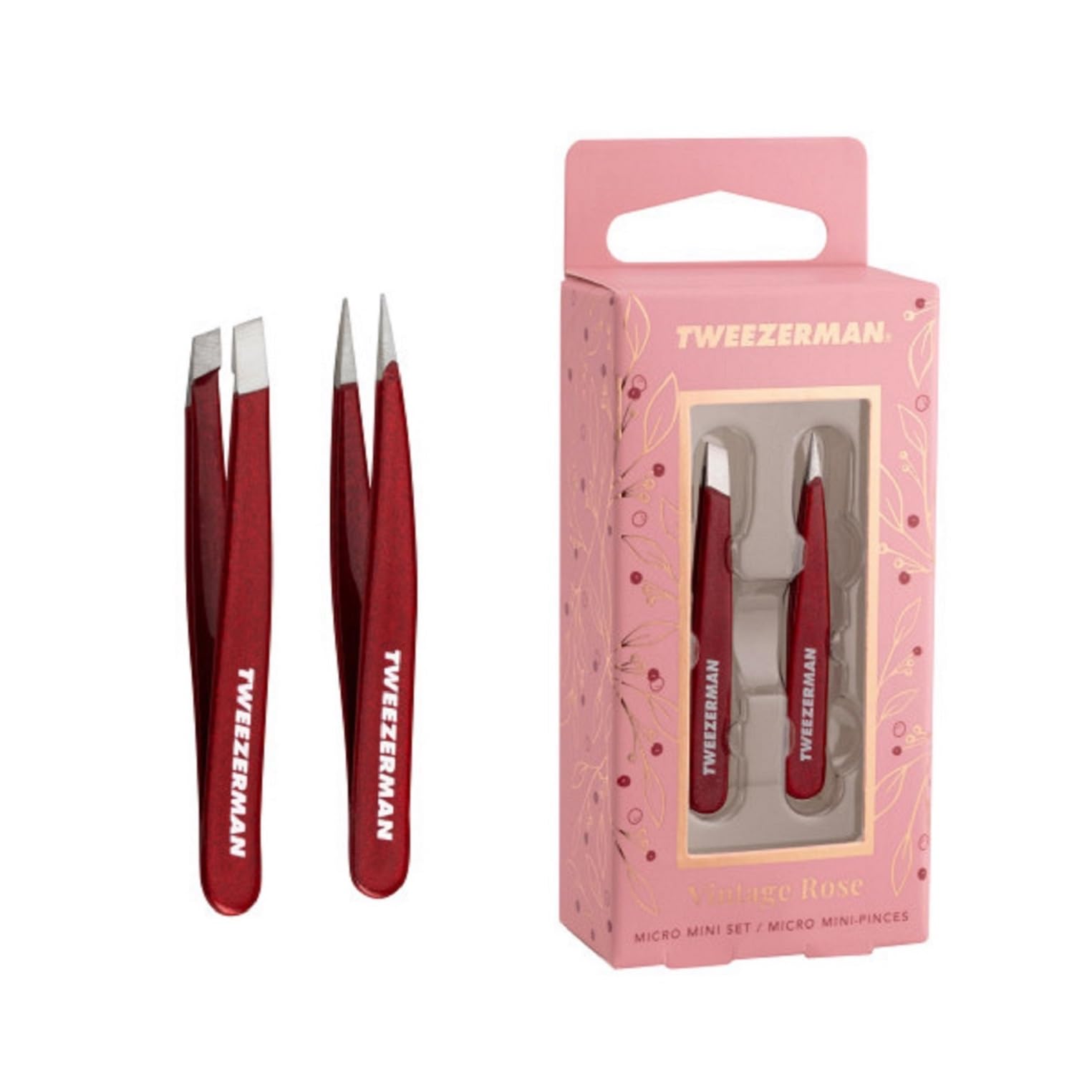 Photo 1 of Tweezerman Vintage Rose Micro Mini Tweezer Set