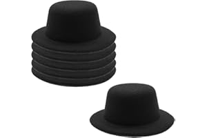 FOIBURELY 6 pcs 3.35" W Black Mini Formal Hats Miniature Hats for DIY Crafts Hair Accessories Decorate