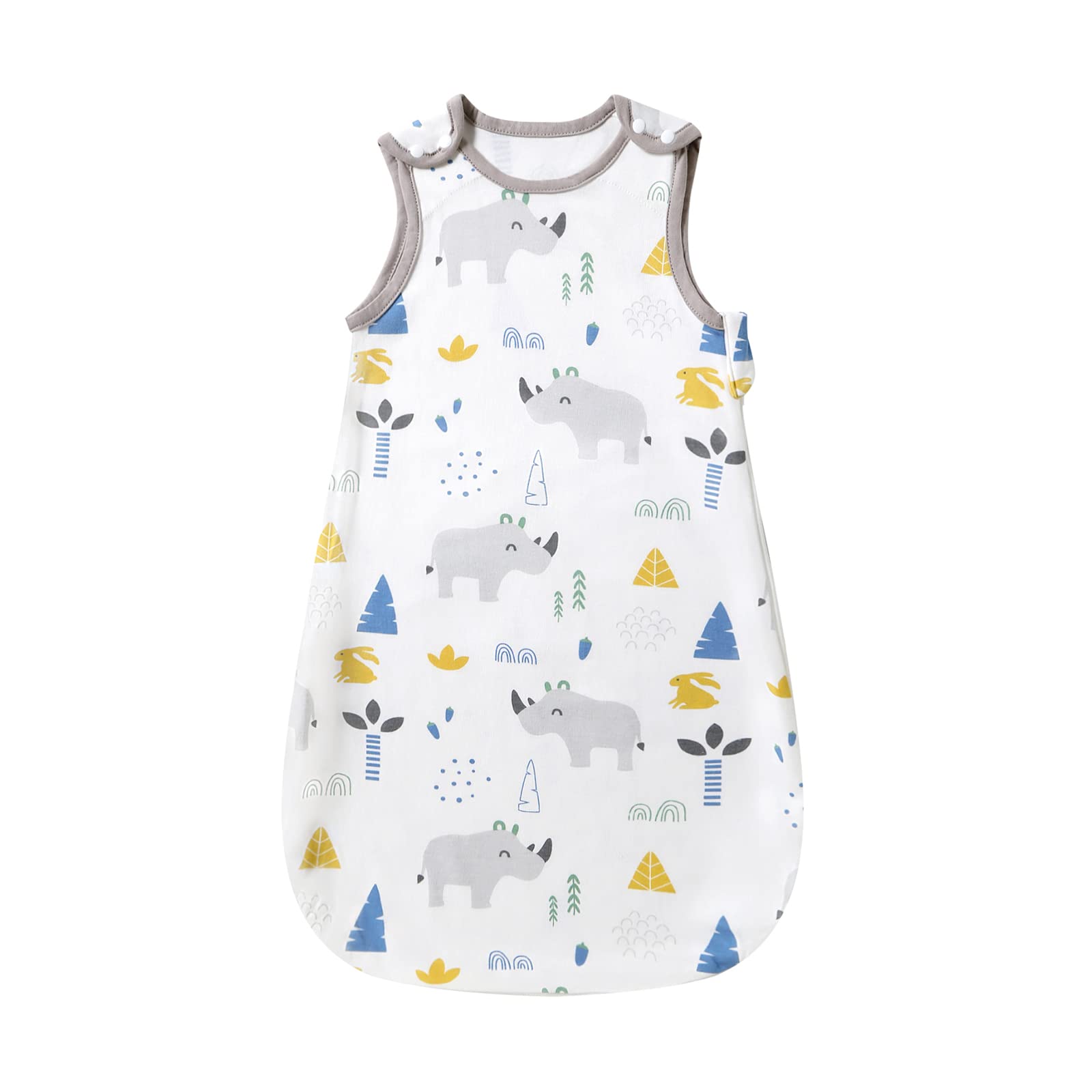 Mosebears Baby Sleeping Bag for Summer Spring, Animal Cartoon Washable Blanket 1.0 Tog for Baby, Sleeping Bag without Sleeves (Rhino, 6-12 Months)