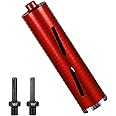 SALI Diamond Core Drill Bits 2 1/2" Diameter 10"/254mm Drilling Depth 5/8-11" Thread Core Bit Turbo Laser-Welded Segments for Cured Concrete with Rebar Brick Block Masonry Stone with Two Adapters（Red）
