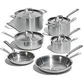 Made In Cookware - 10 Piece Stainless Steel Pot and Pan Set - 5 Ply Clad - Includes Stainless Steel Frying Pans, Saucepans, Saucier and Stock Pot W/Lid - Professional Cookware - Crafted in Italy