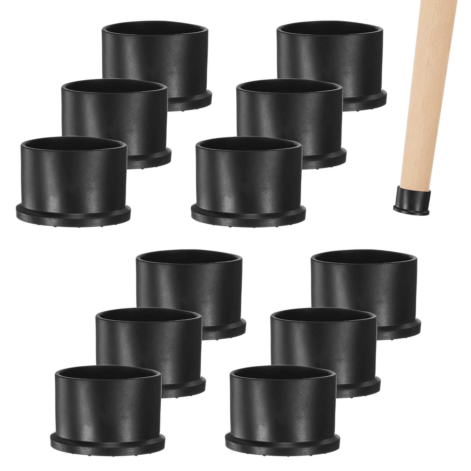 M METERXITY 12-Pack Chair Leg Caps, 1-3/4 Inch(45mm) PVC Chair Leg Floor Protectors for Folding Chairs/Metal Chairs/Furniture Table/Hardwood Floors, Round Non-Slip Cover End Tips [Black]