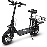Phantomgogo Commuter R1 - Electric Scooter for Adults - Foldable Scooter with Seat & Carry Basket - 450W Brushless Motor 36V