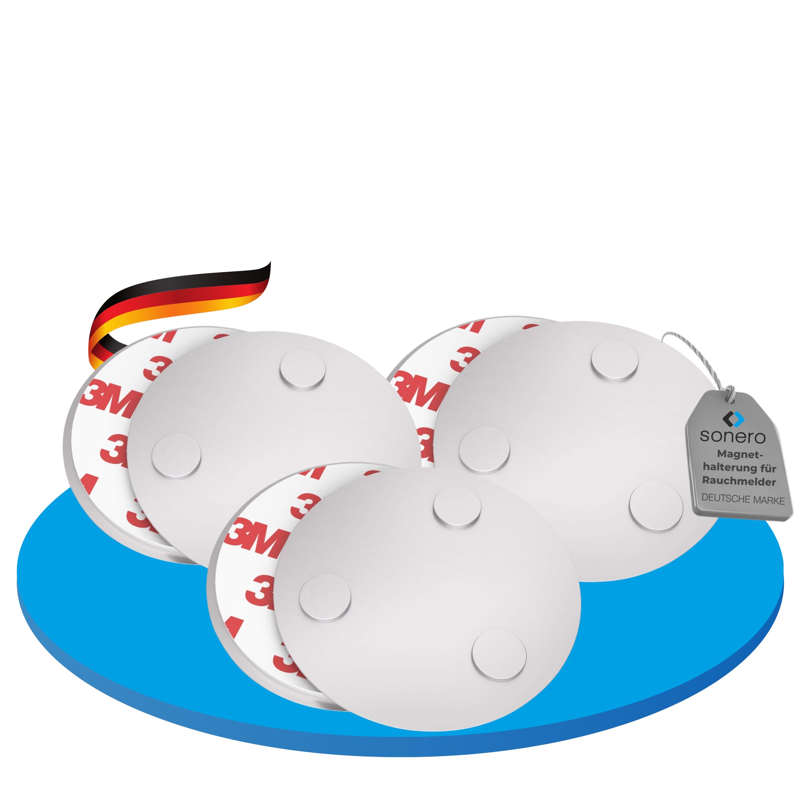 Sonero MH-070-03 Magnetic Holder for Smoke Detectors (Carbon Monoxide Detector and Other Products) Diameter 70 mm Extra Strong Magnets, 3 Pieces