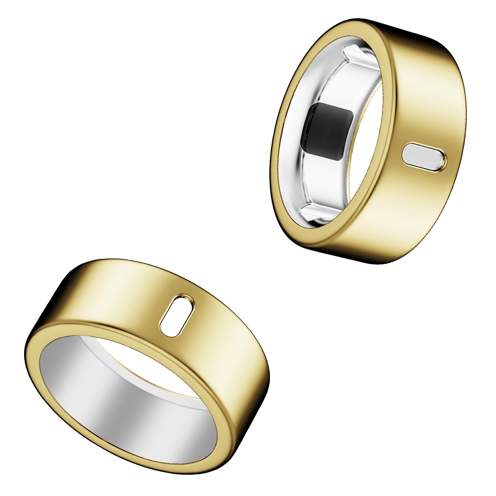 Photo 1 of Snyeest Cover Compatible for Oura Ring 4/Gen 3 Horizon/Gen 3 Heritage,Charging Directly,Ultra-Thin Rugged TPU Polished Elastic Ring Finger Sleeve Protector for Workout Gym Women Men -Gold+Gold-Size 8