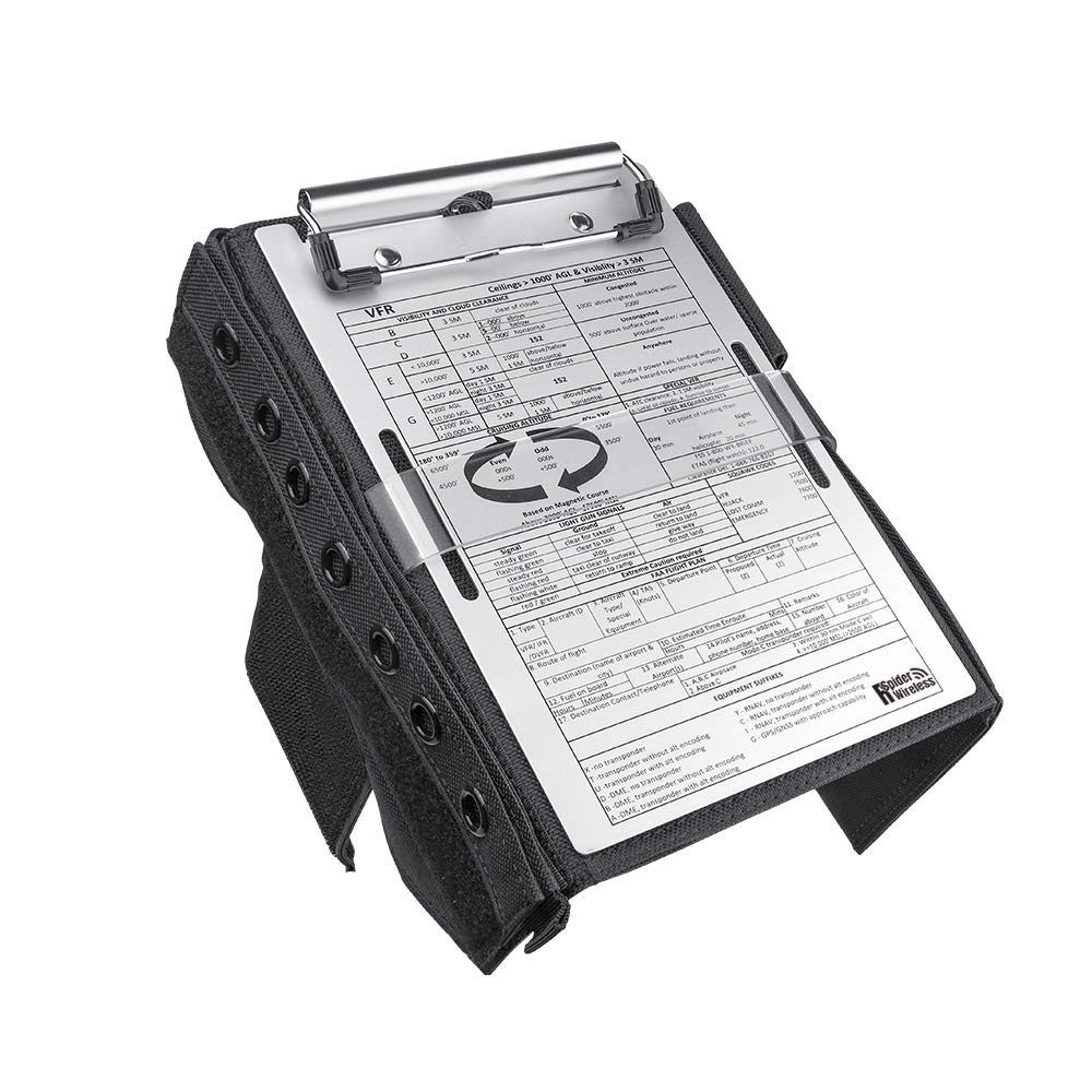 R SPIDER WIRELESS Pilot Kneeboard with Aluminum Clipboard. Compatible with 7.9 inch Apple iPad mini 3 and 4, Android Devices Similar in Size