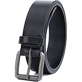 DOSHI Vegan Leather Men's Belt – 1 1/2" Slim Width Microfiber Belt – Gunmetal Roller Buckle - Order 1 Size Up from Pants Size